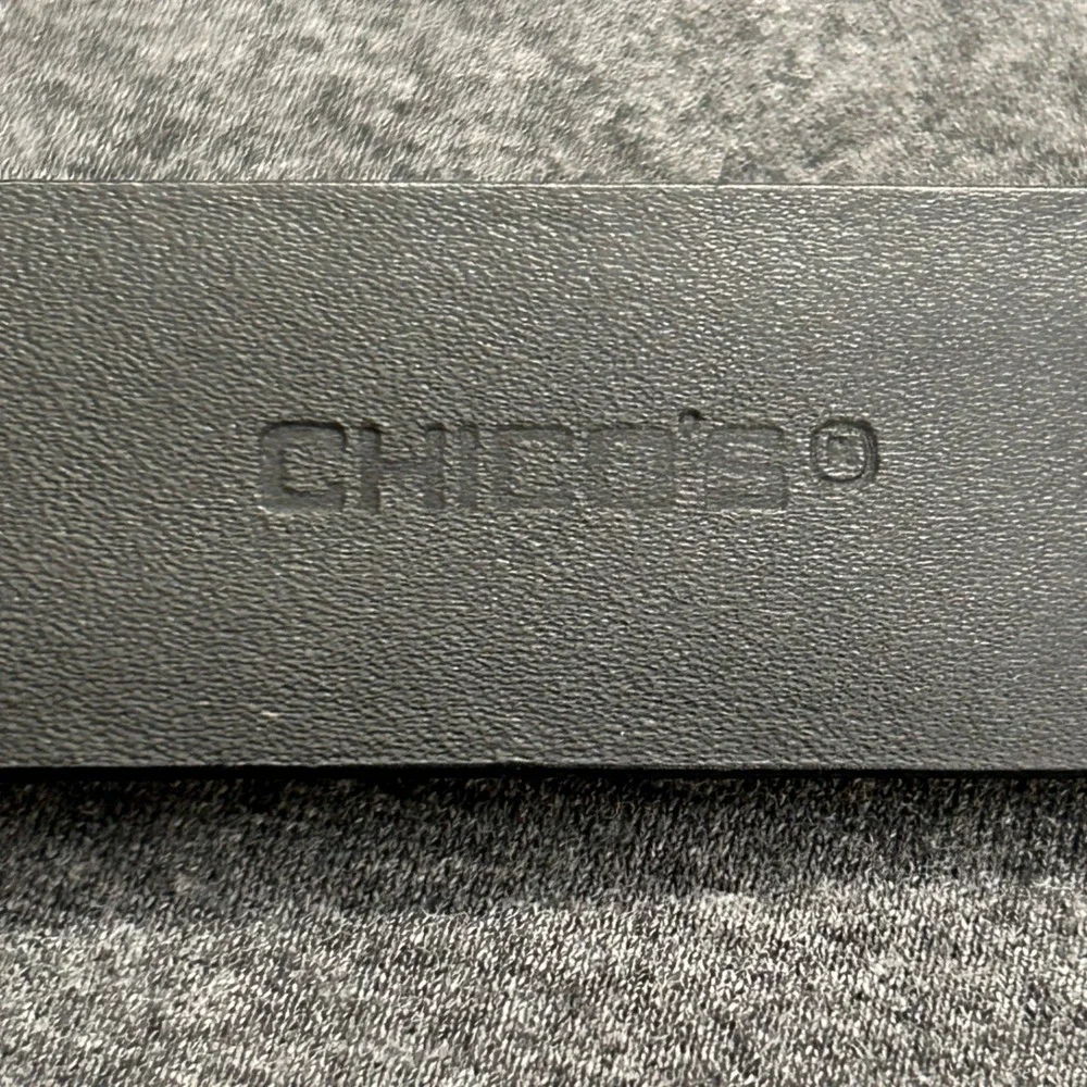Chico's Belt Women M/L Black Genuine Leather Silver Hook Minimalist Adjustable